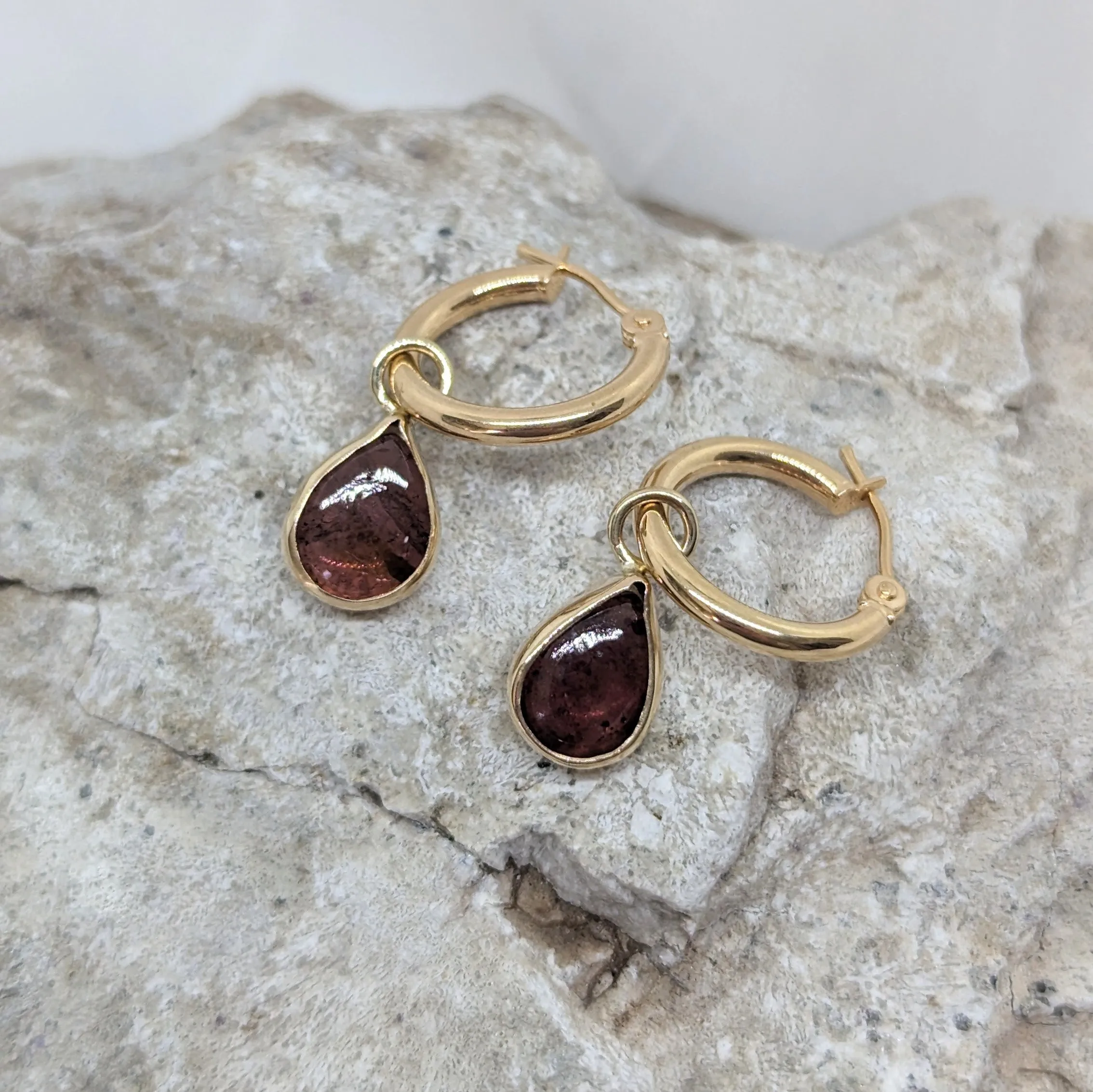 14K Solid Gold Tourmaline Earrings