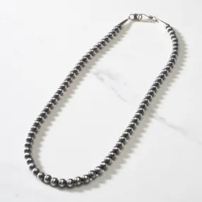 19 Single Strand 6mm Navajo Pearl USA Native American Made 925 Sterling Silver Necklace