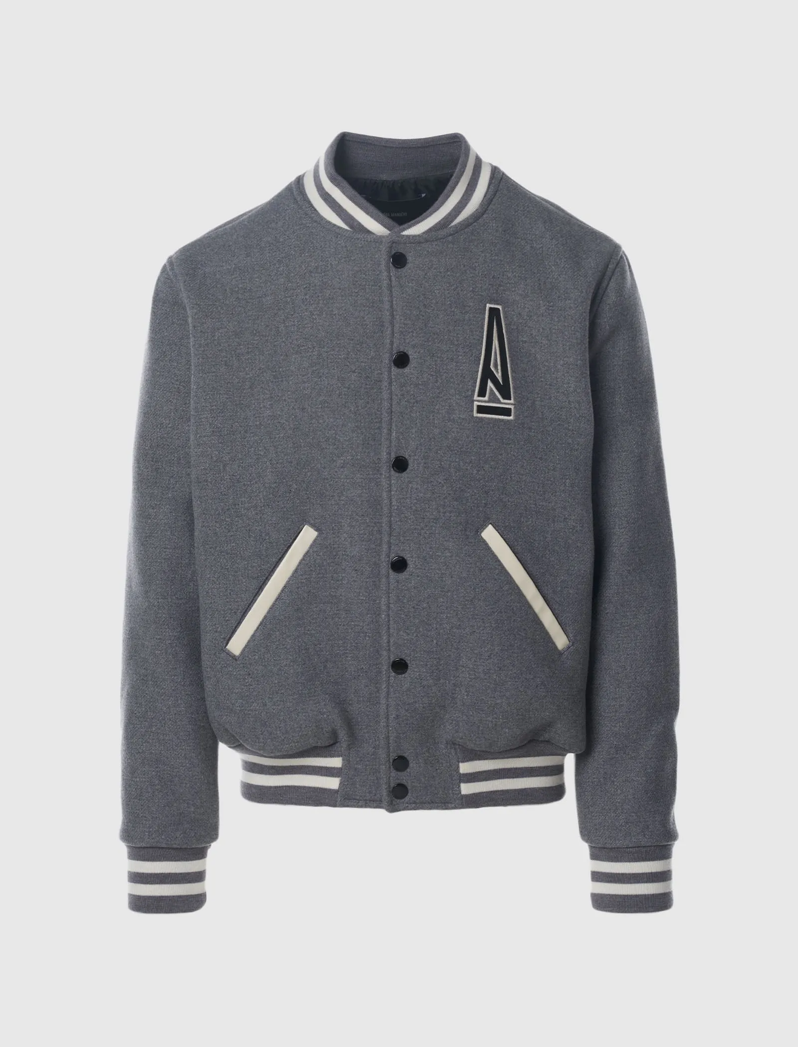 A MA MANIRE LEGACY GREY VARSITY JACKET