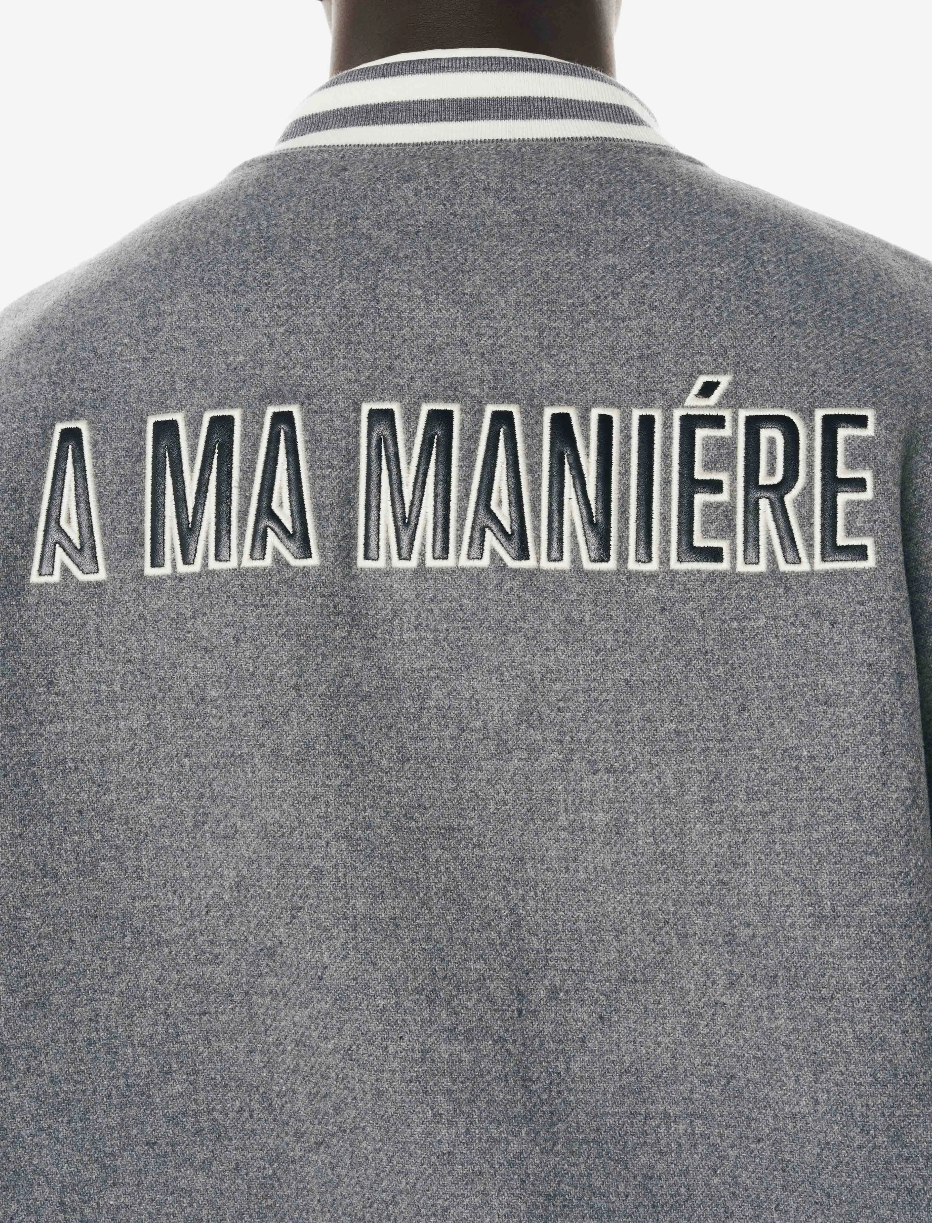 A MA MANIRE LEGACY GREY VARSITY JACKET