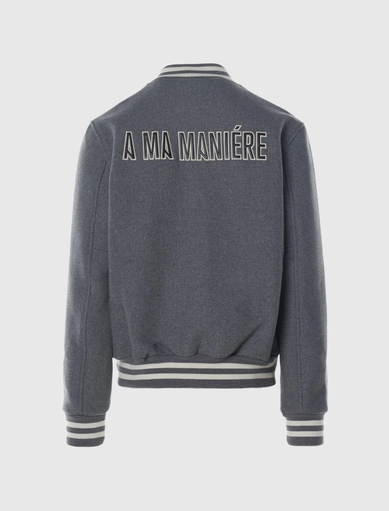 A MA MANIRE LEGACY GREY VARSITY JACKET