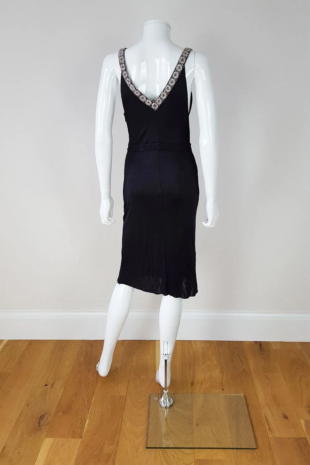 ALESSANDRO DELL'ACQUA Black Embellished Faux Wrap Dress (UK 8)