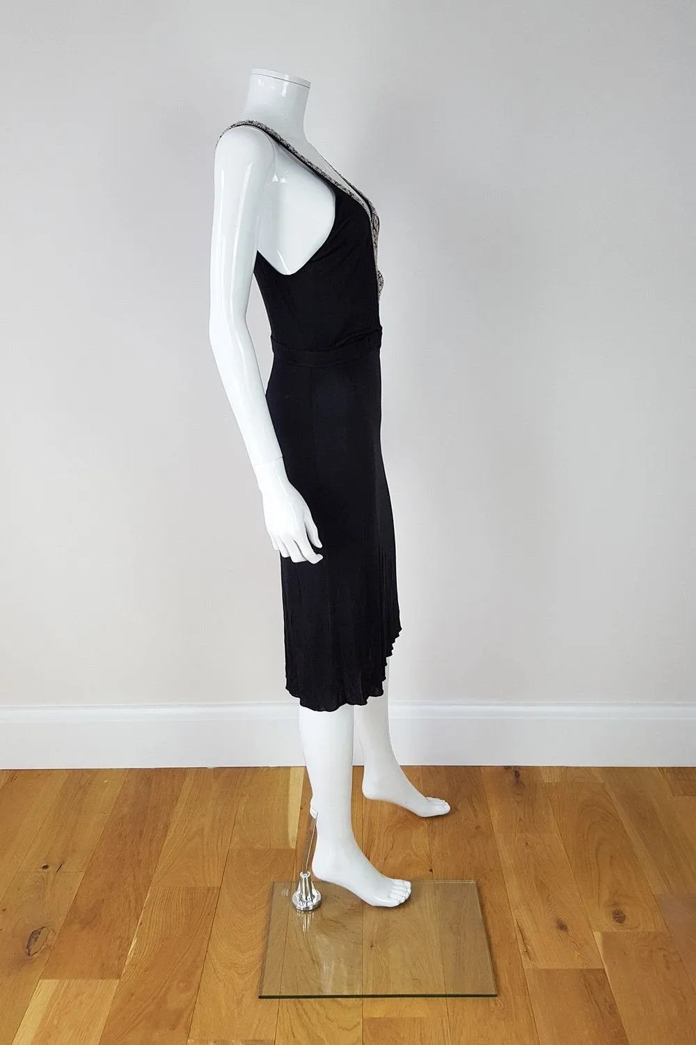 ALESSANDRO DELL'ACQUA Black Embellished Faux Wrap Dress (UK 8)