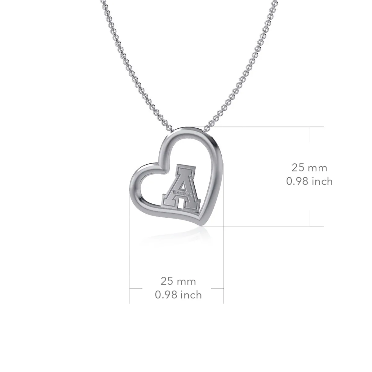 Appalachian State Mountaineers Heart Pendant Necklace - Silver