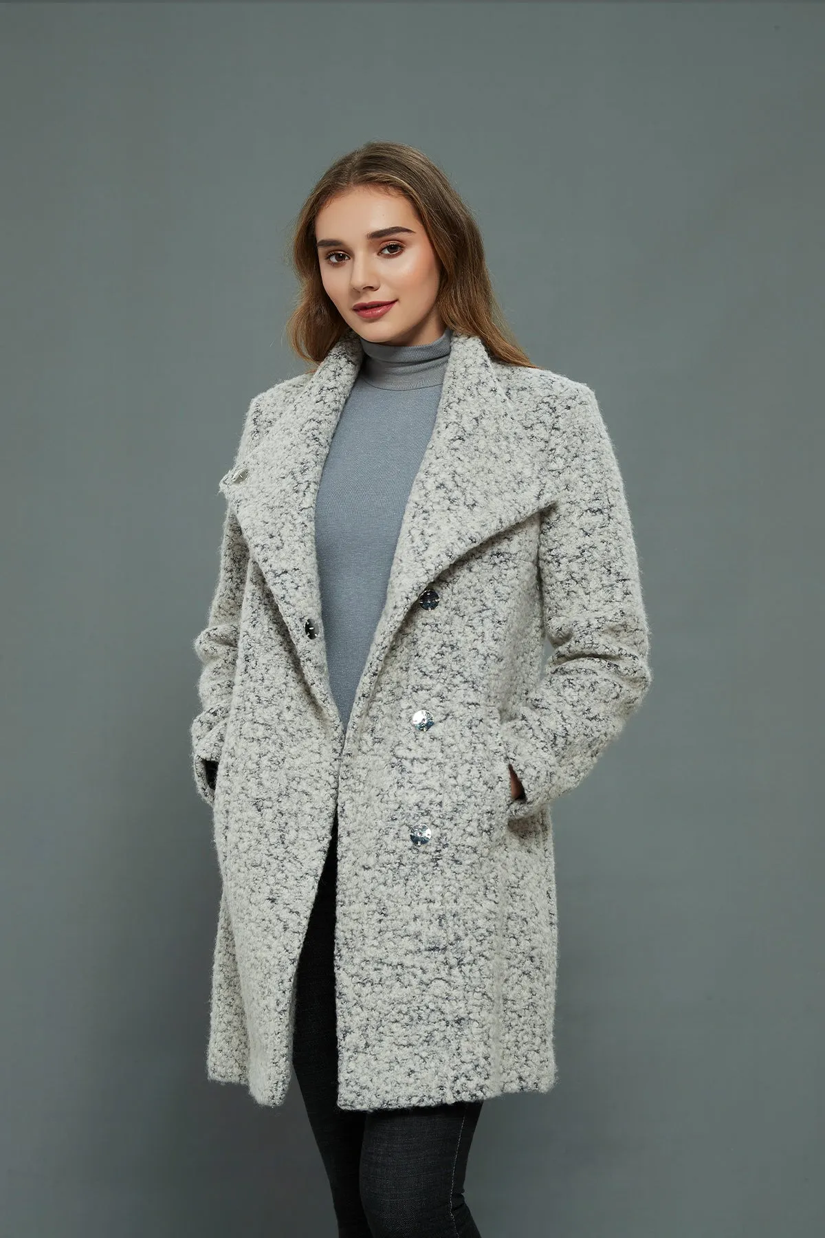 Asymmetrical Mid-Length Wool Coat & Jacket