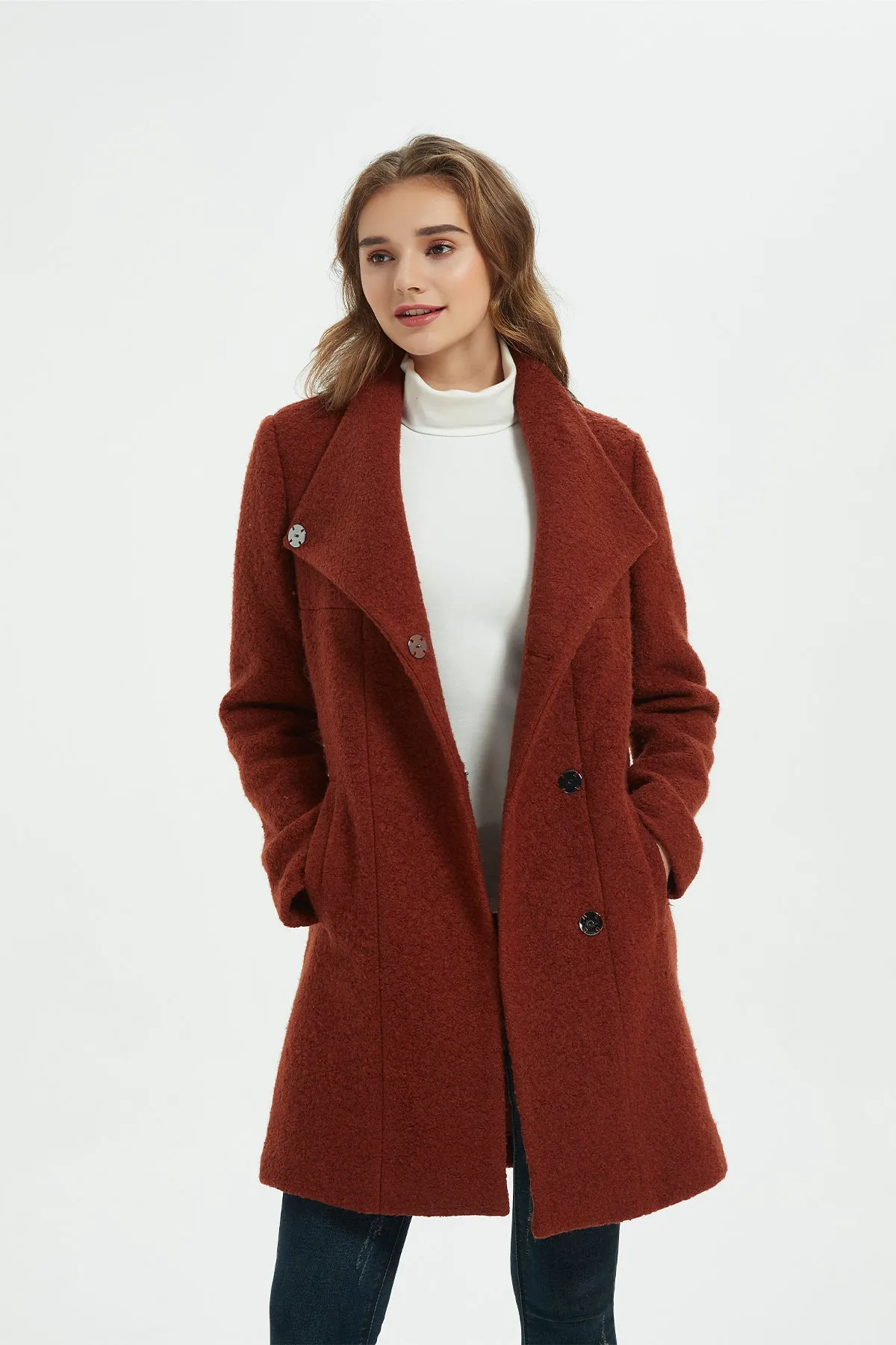 Asymmetrical Mid-Length Wool Coat & Jacket