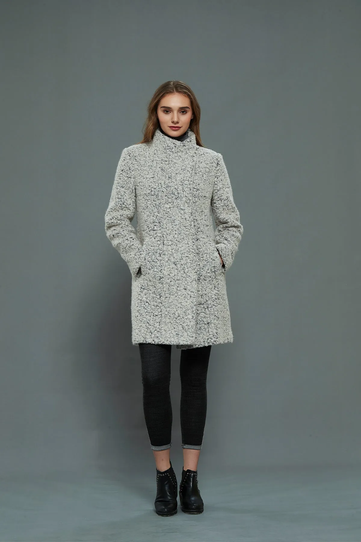 Asymmetrical Mid-Length Wool Coat & Jacket