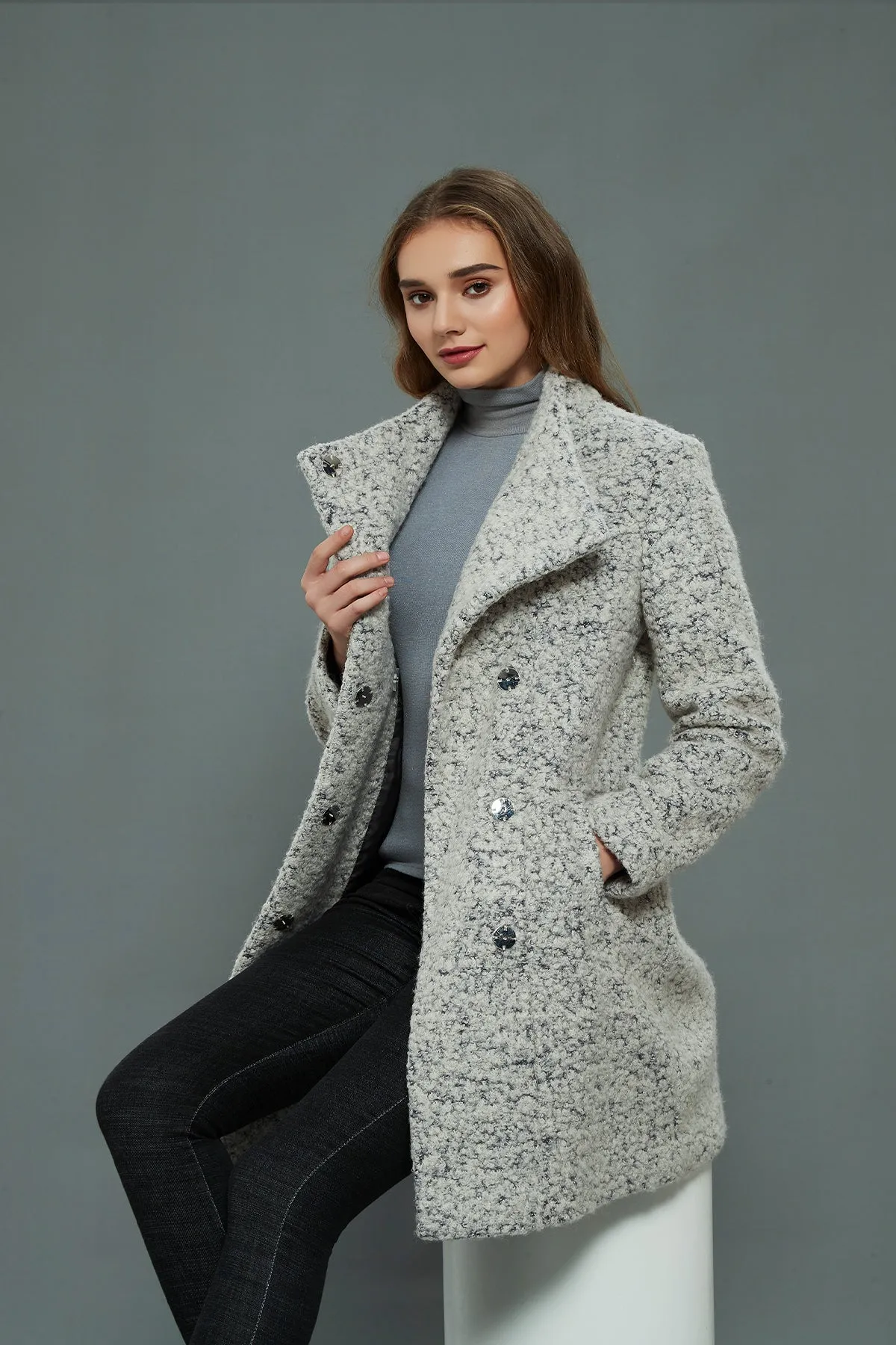 Asymmetrical Mid-Length Wool Coat & Jacket