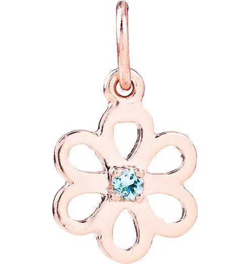 Birthstone Flower Charm With Aquamarine