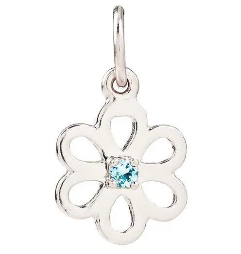 Birthstone Flower Charm With Aquamarine