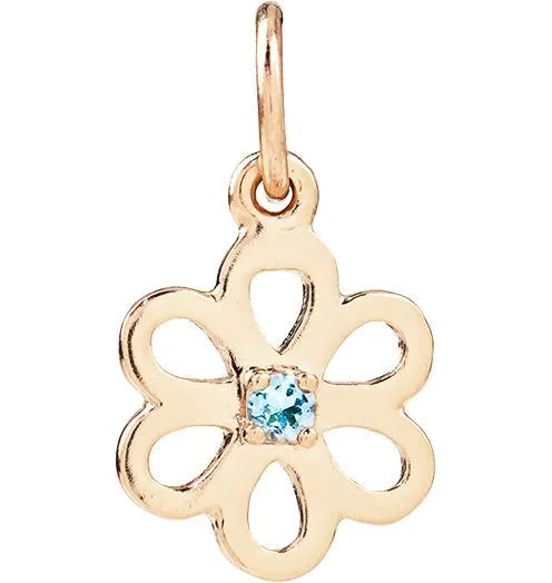 Birthstone Flower Charm With Aquamarine