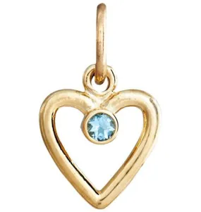 Birthstone Heart Charm With Aquamarine