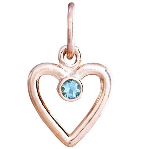 Birthstone Heart Charm With Aquamarine