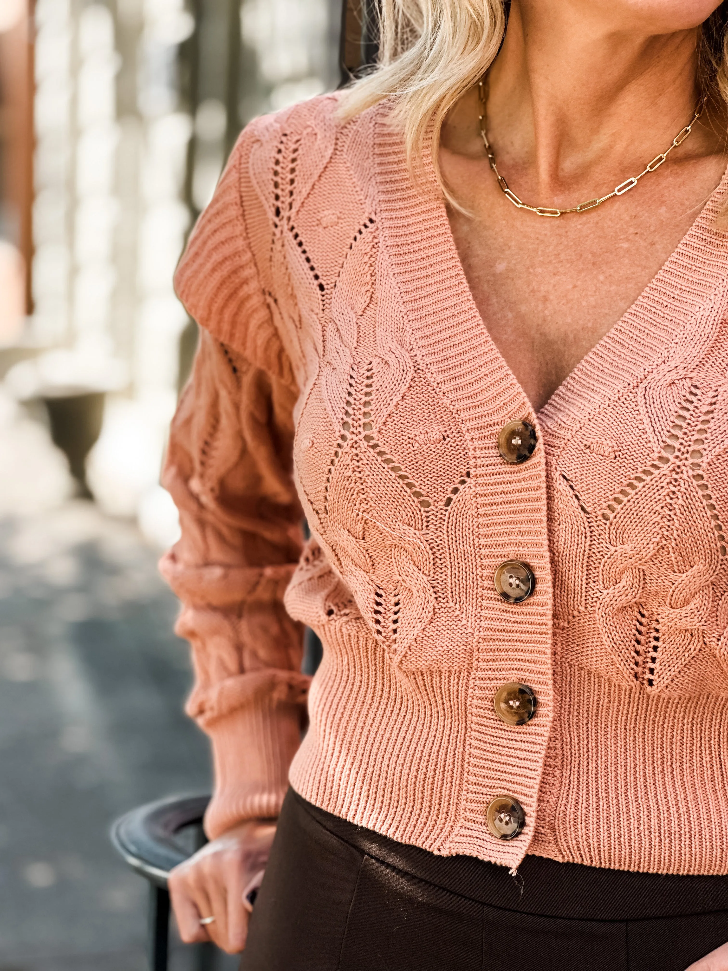 Blaire Ruffle Shoulder Sweater Cardigan