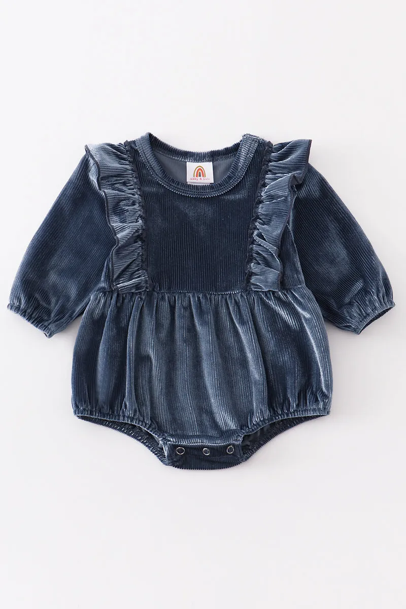 Blue ruffle velvet bubble