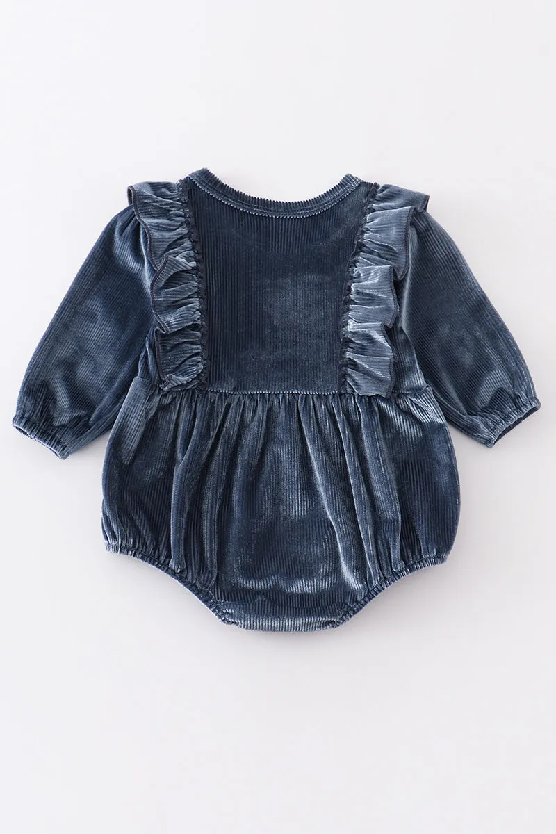 Blue ruffle velvet bubble