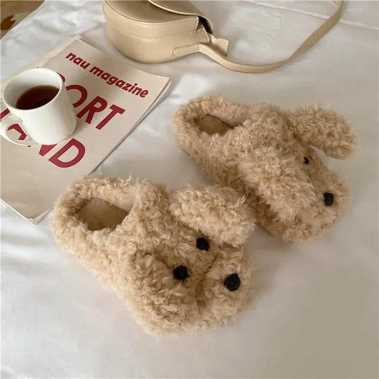 Brown Puppy Dog Slippers for Winter Lin78