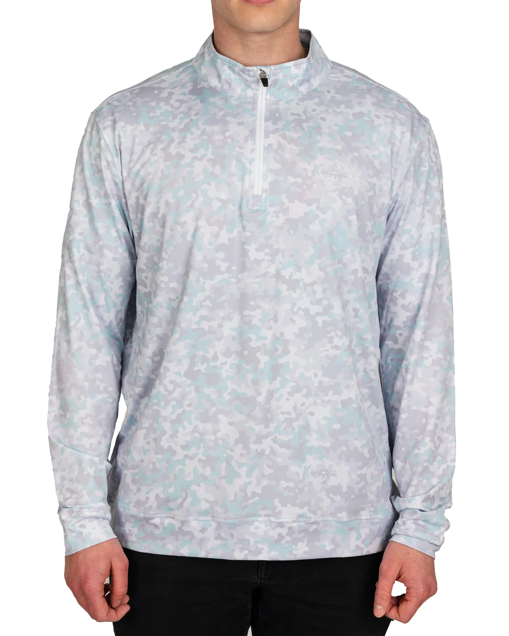 Camo Quarterzip - Aqua