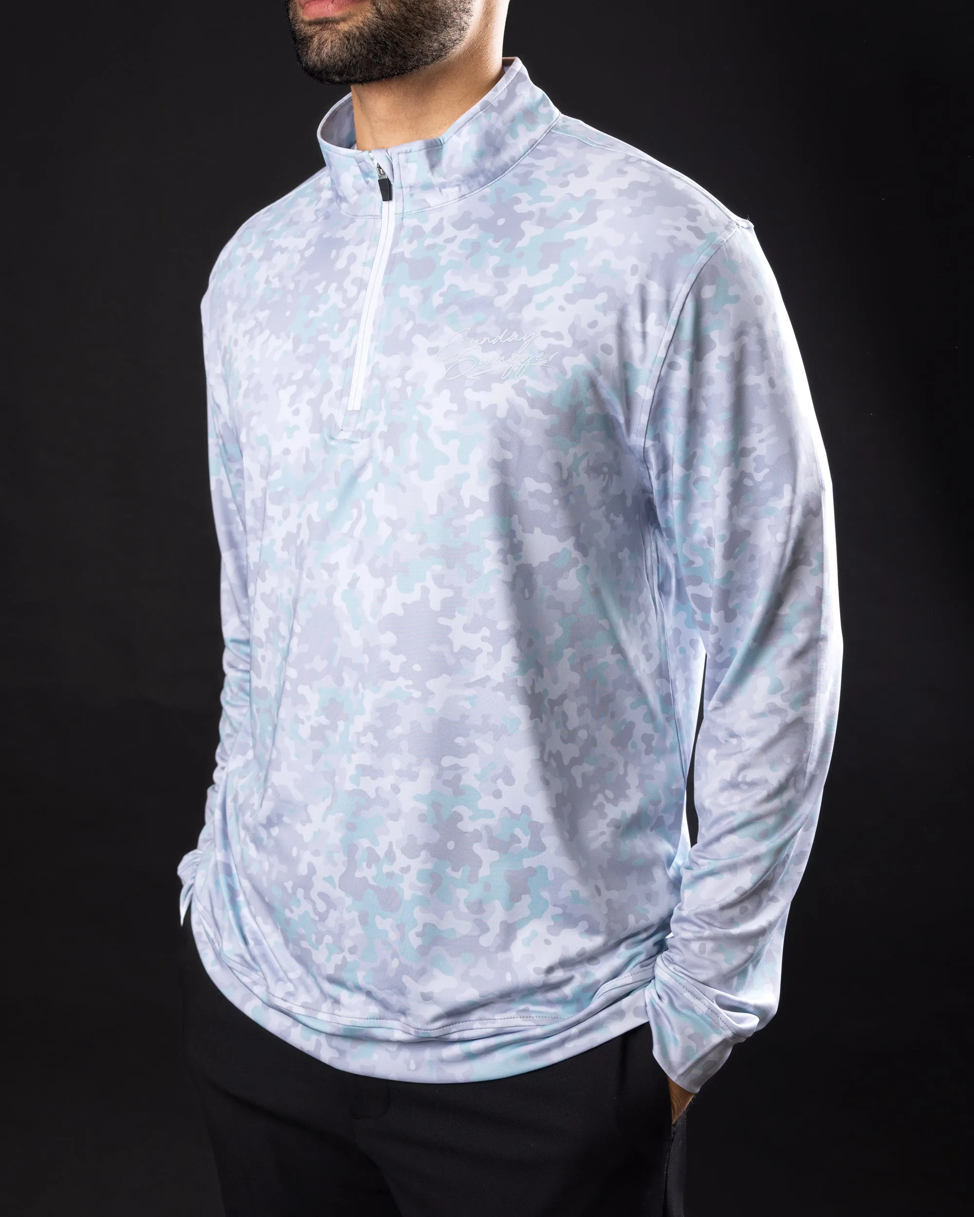 Camo Quarterzip - Aqua