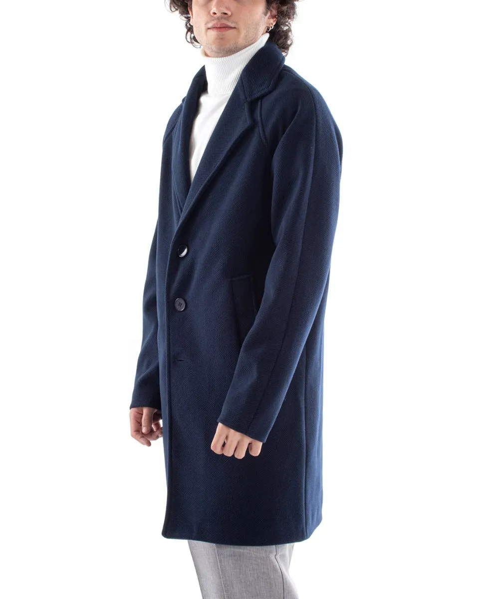 Cappotto Giacca Monopetto Uomo Oversize Giaccone Blu Giubbotto Baronetto GIOSAL-G2963A