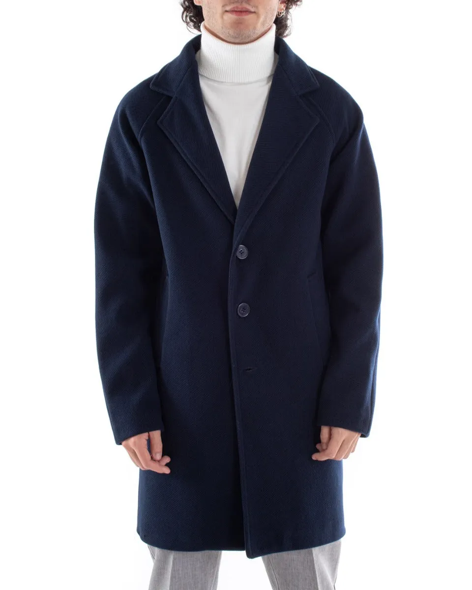 Cappotto Giacca Monopetto Uomo Oversize Giaccone Blu Giubbotto Baronetto GIOSAL-G2963A