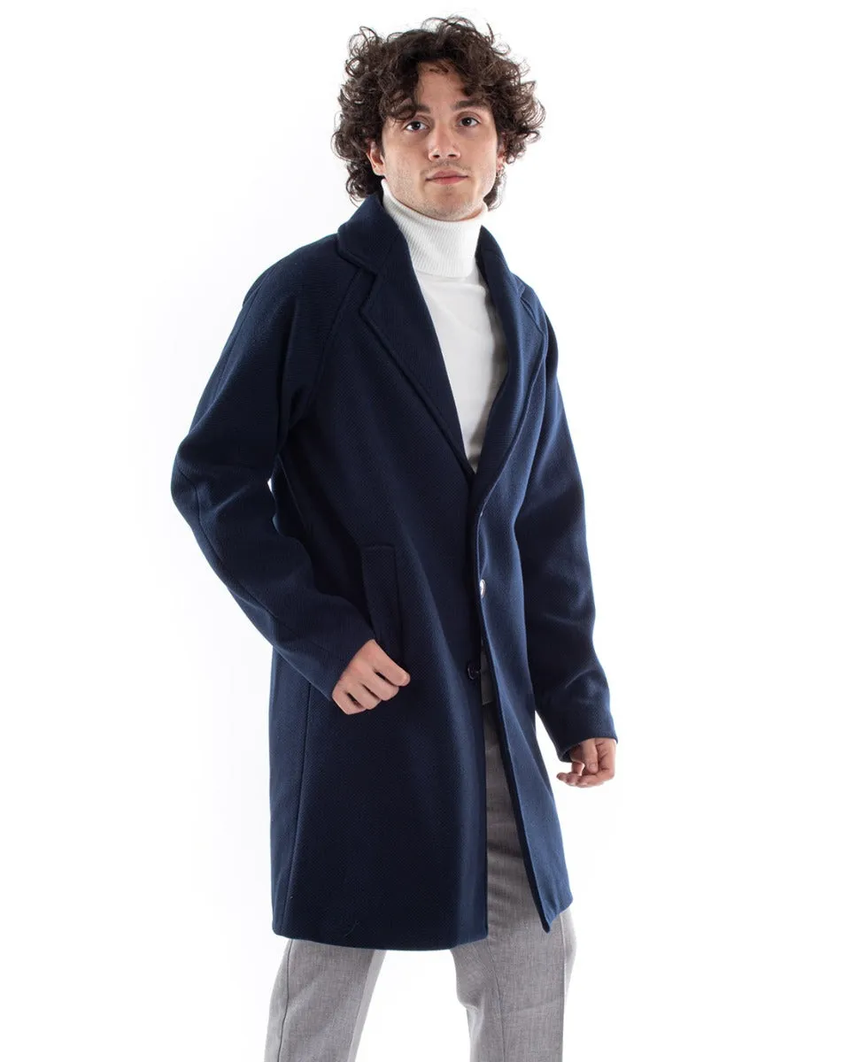 Cappotto Giacca Monopetto Uomo Oversize Giaccone Blu Giubbotto Baronetto GIOSAL-G2963A