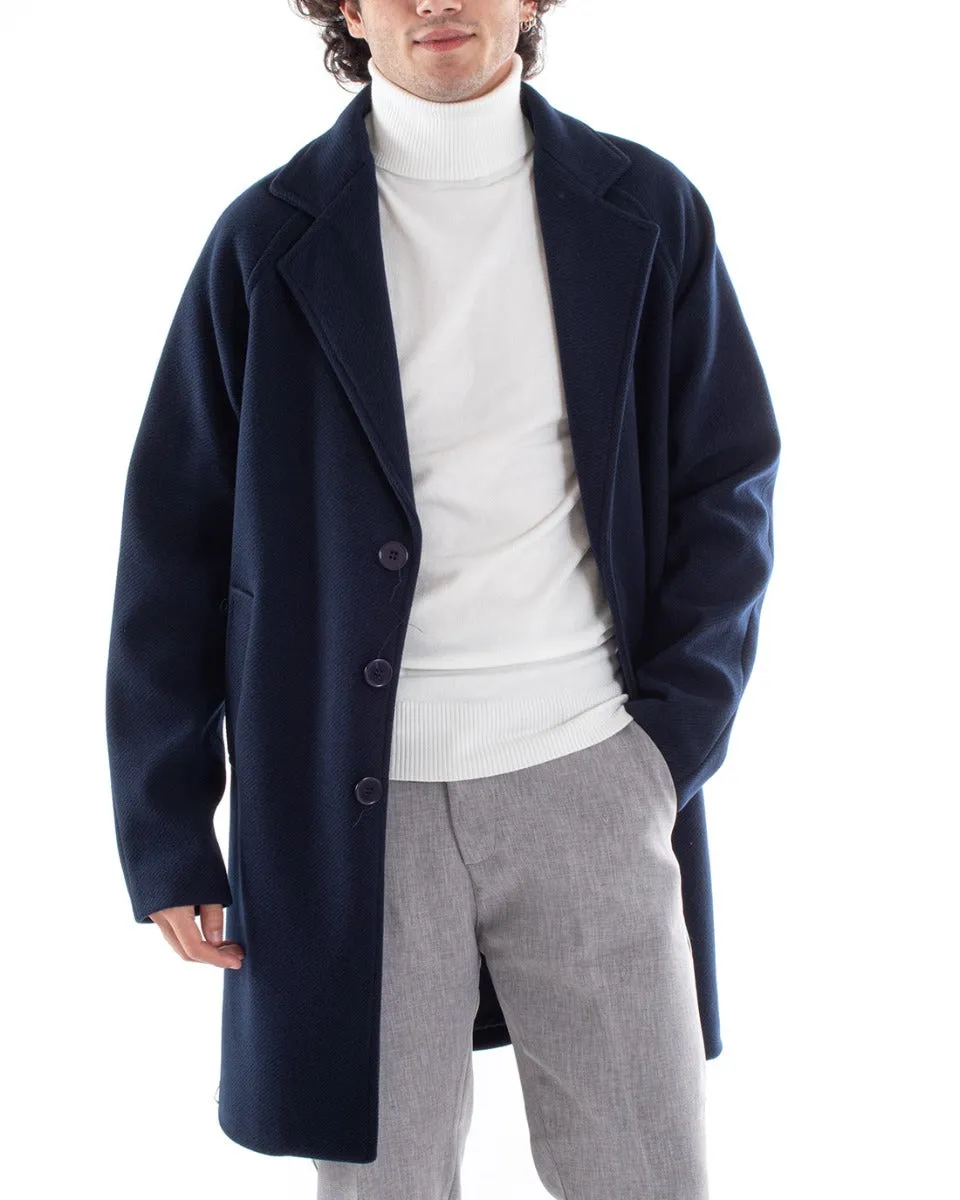 Cappotto Giacca Monopetto Uomo Oversize Giaccone Blu Giubbotto Baronetto GIOSAL-G2963A