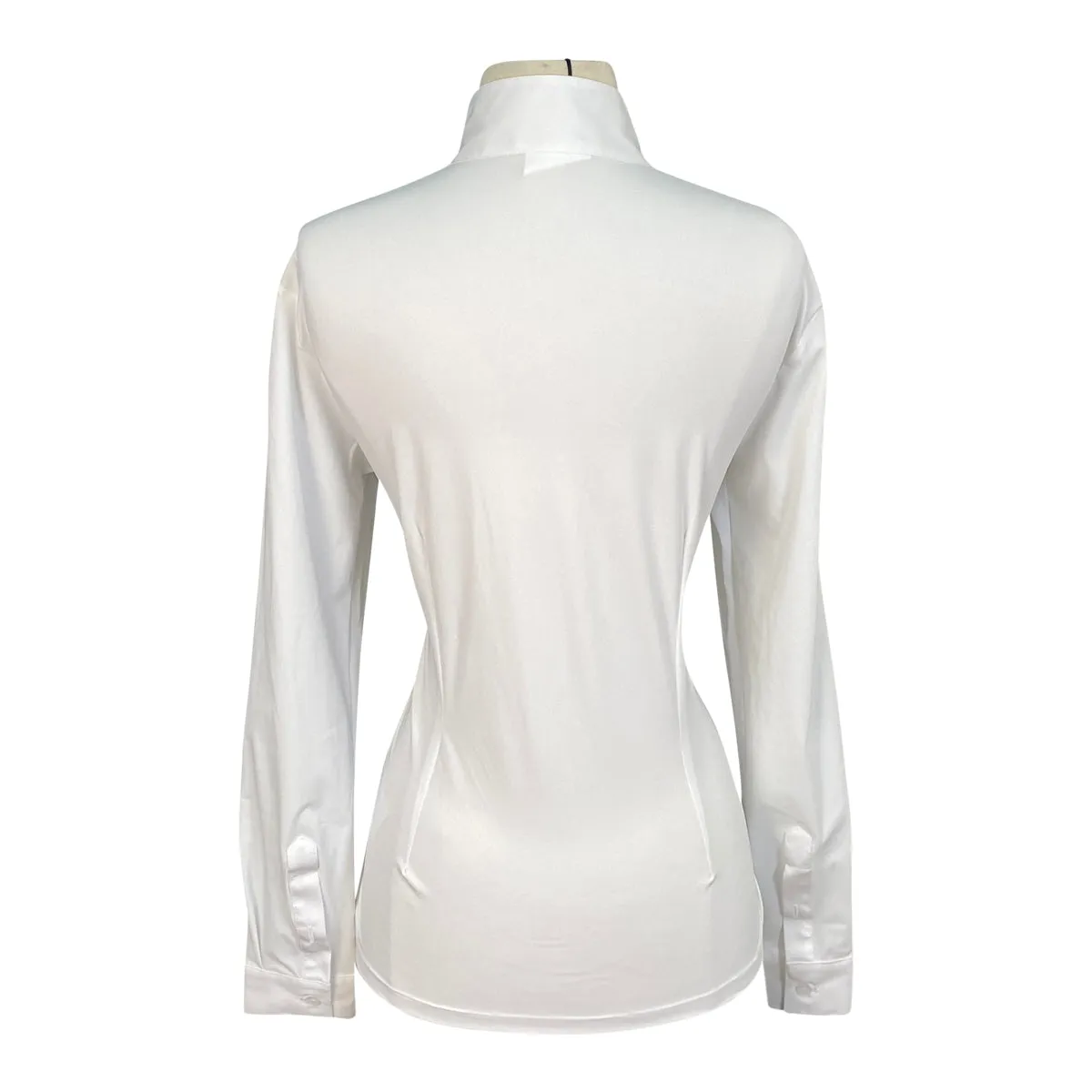 Cavalleria Toscana Jersey L/S Competition Shirt w/Perforated Shoulder Inserts in White w/Sage - Women's Small