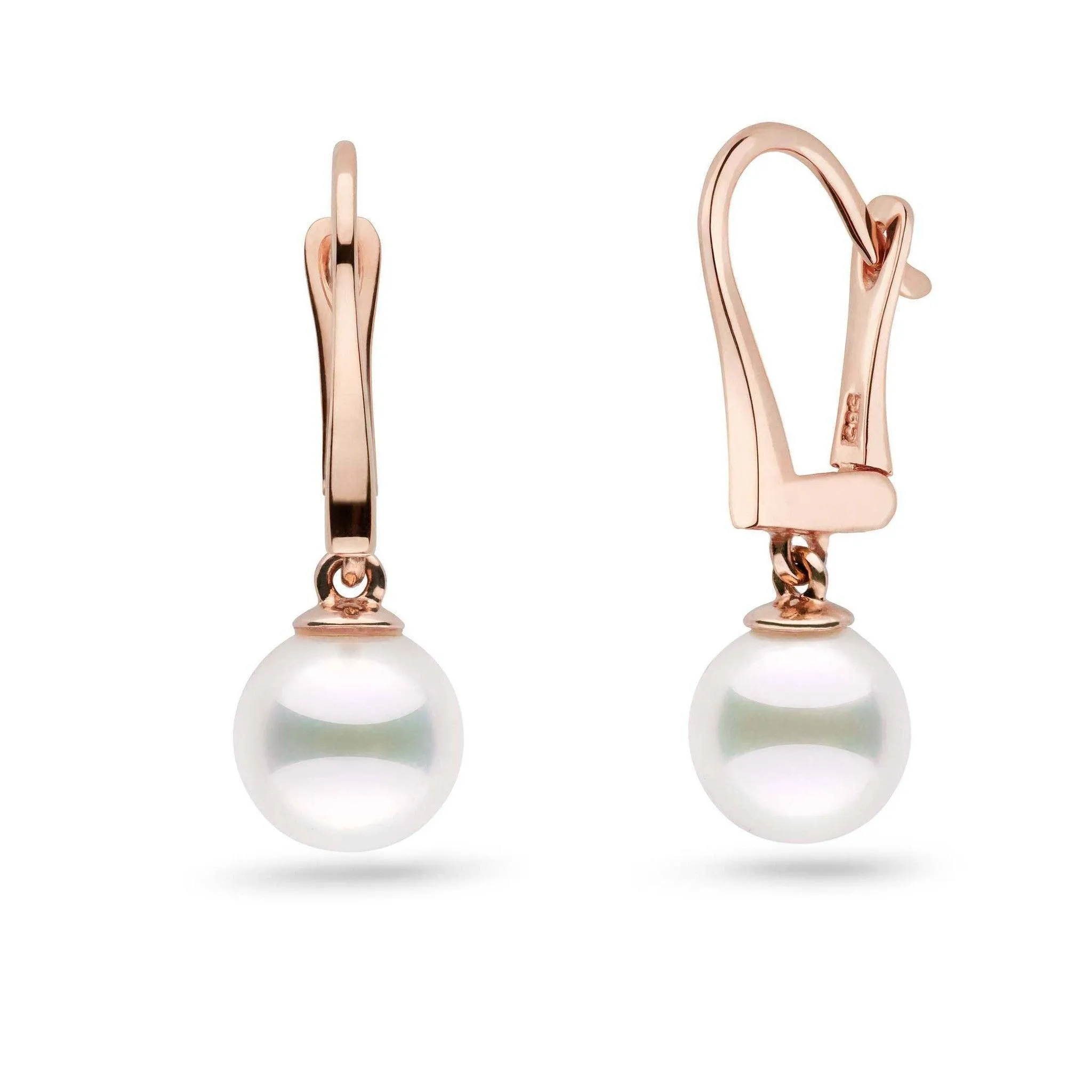 Classic Collection White Akoya 7.5-8.0 mm Pearl Dangle Earrings