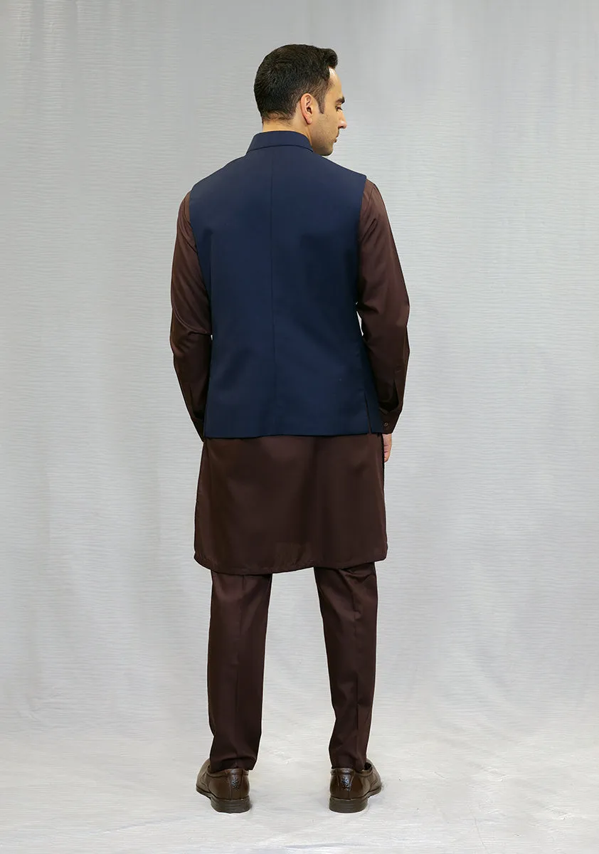 Classic Fleece Navy Peony Traditional Waistcoat