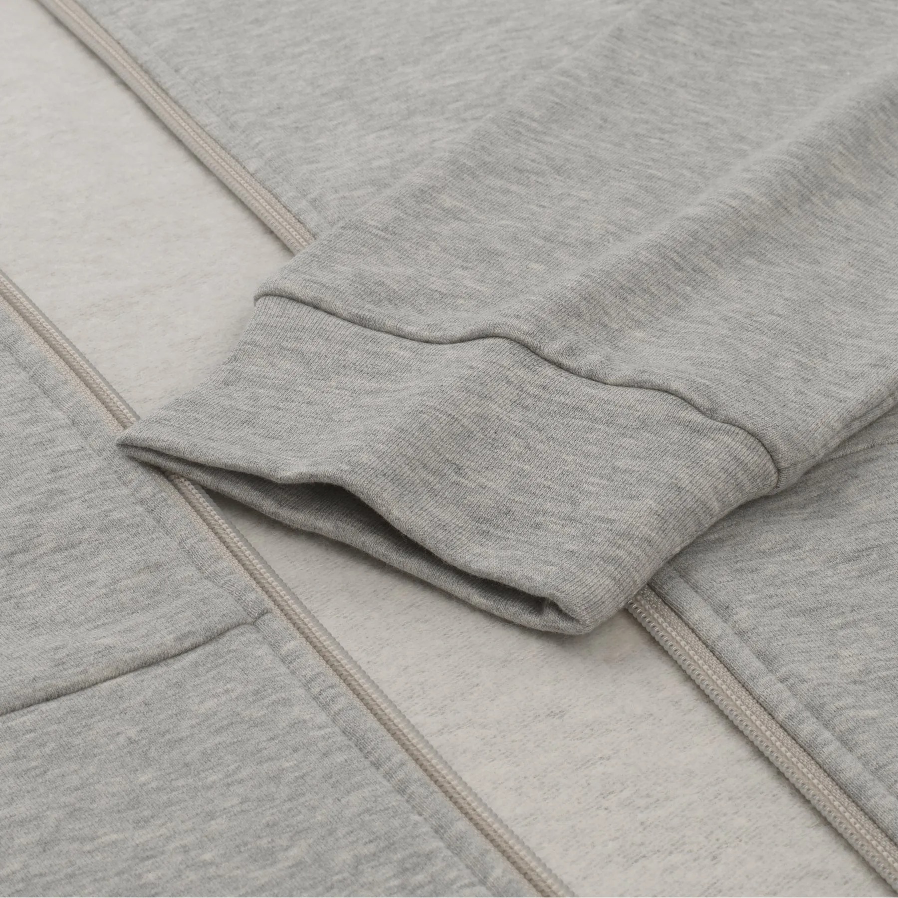 Cotton Zip-Up Hoodie in Light Grey