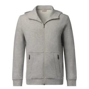 Cotton Zip-Up Hoodie in Light Grey