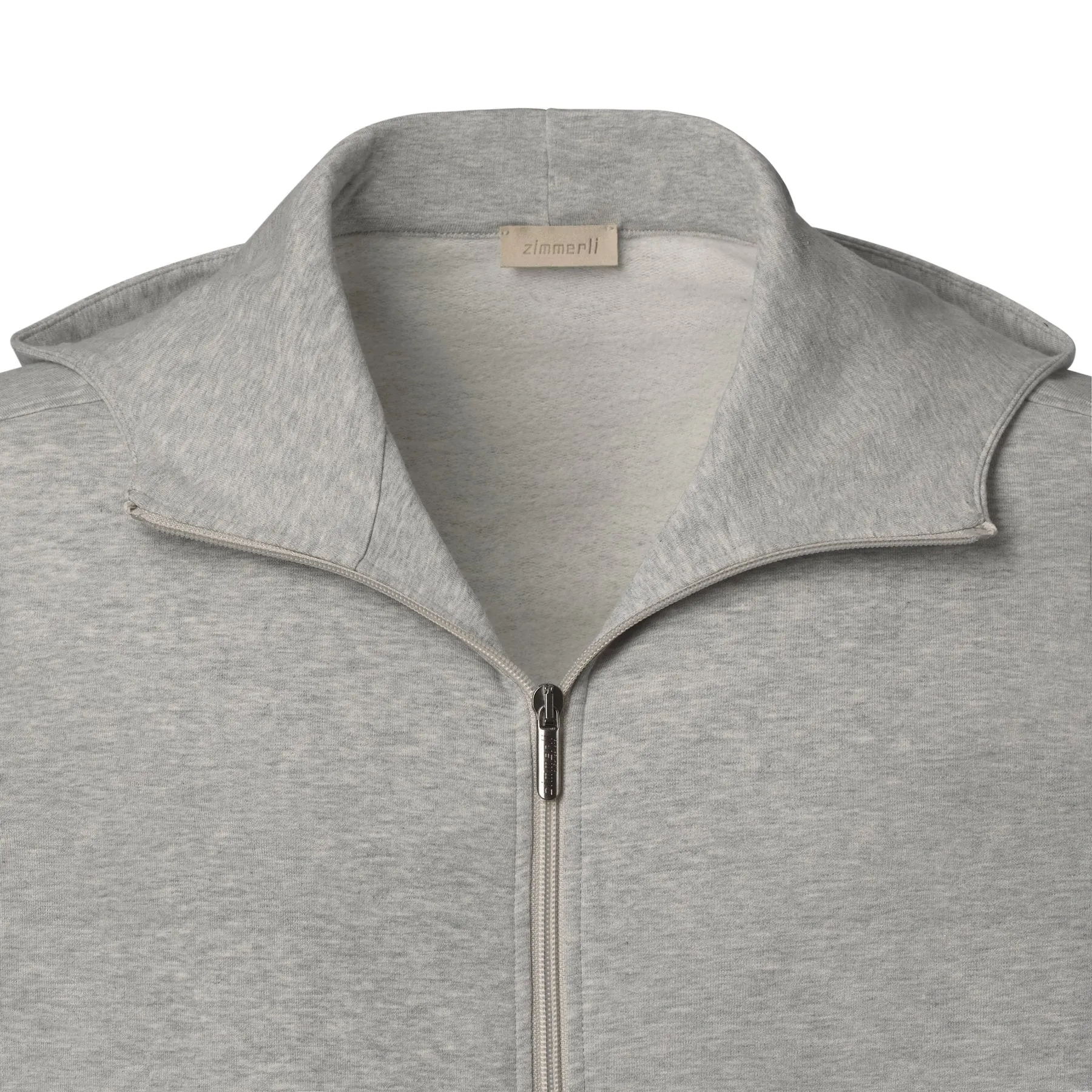 Cotton Zip-Up Hoodie in Light Grey