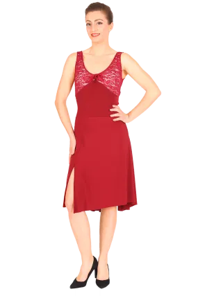 Crisscross Tango Dress with Lace & Back Draping 