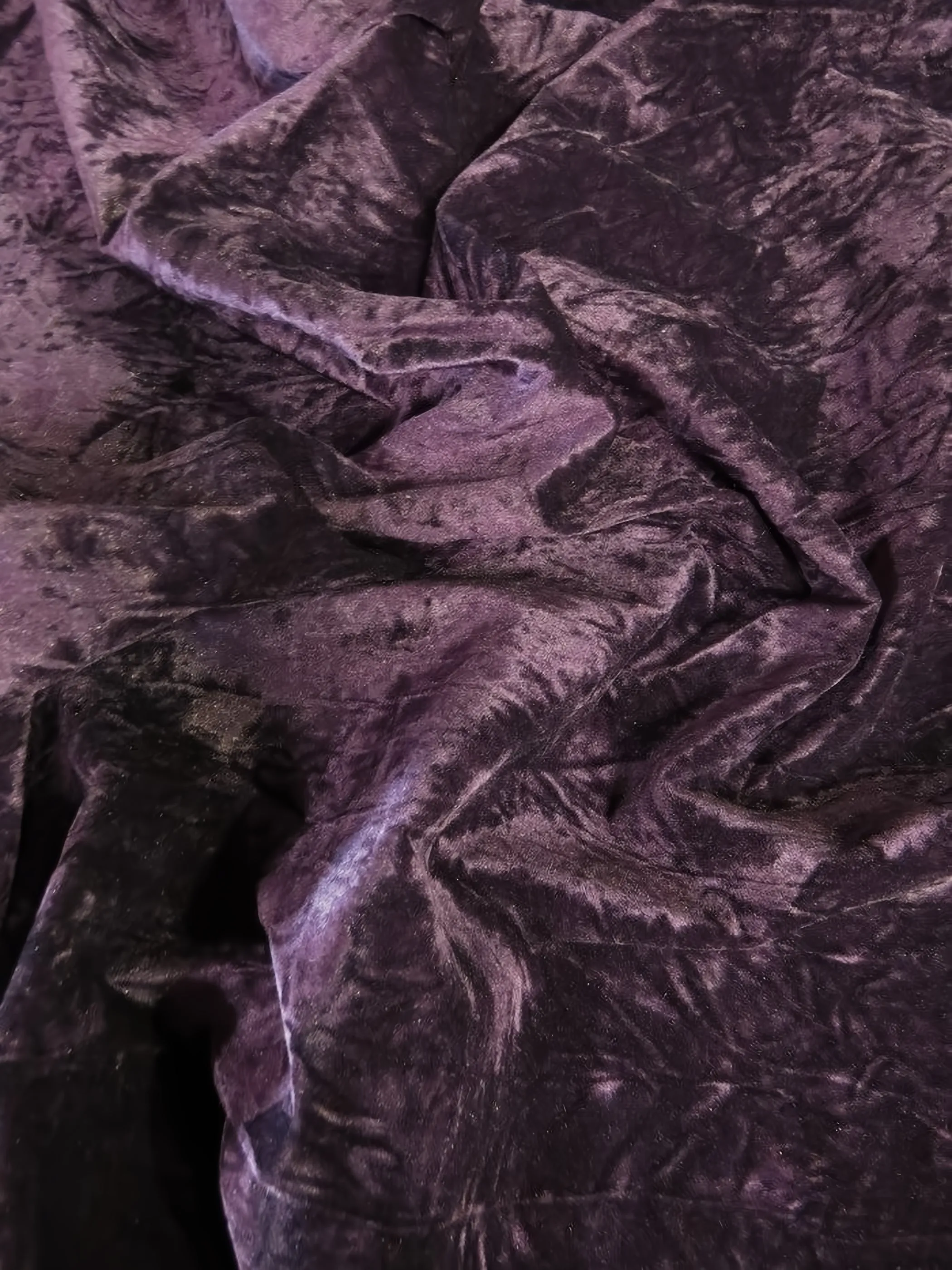 Crush Flocking Upholstery Velour Velvet Fabric / Dark Purple / Sold By The Yard