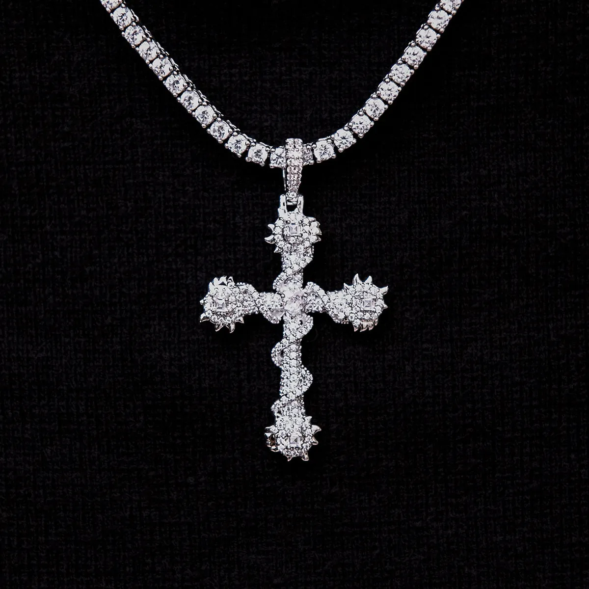 Crystal Iced Spiked Cross