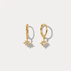 Diamond Star-Shape Drop Hoops Earrings