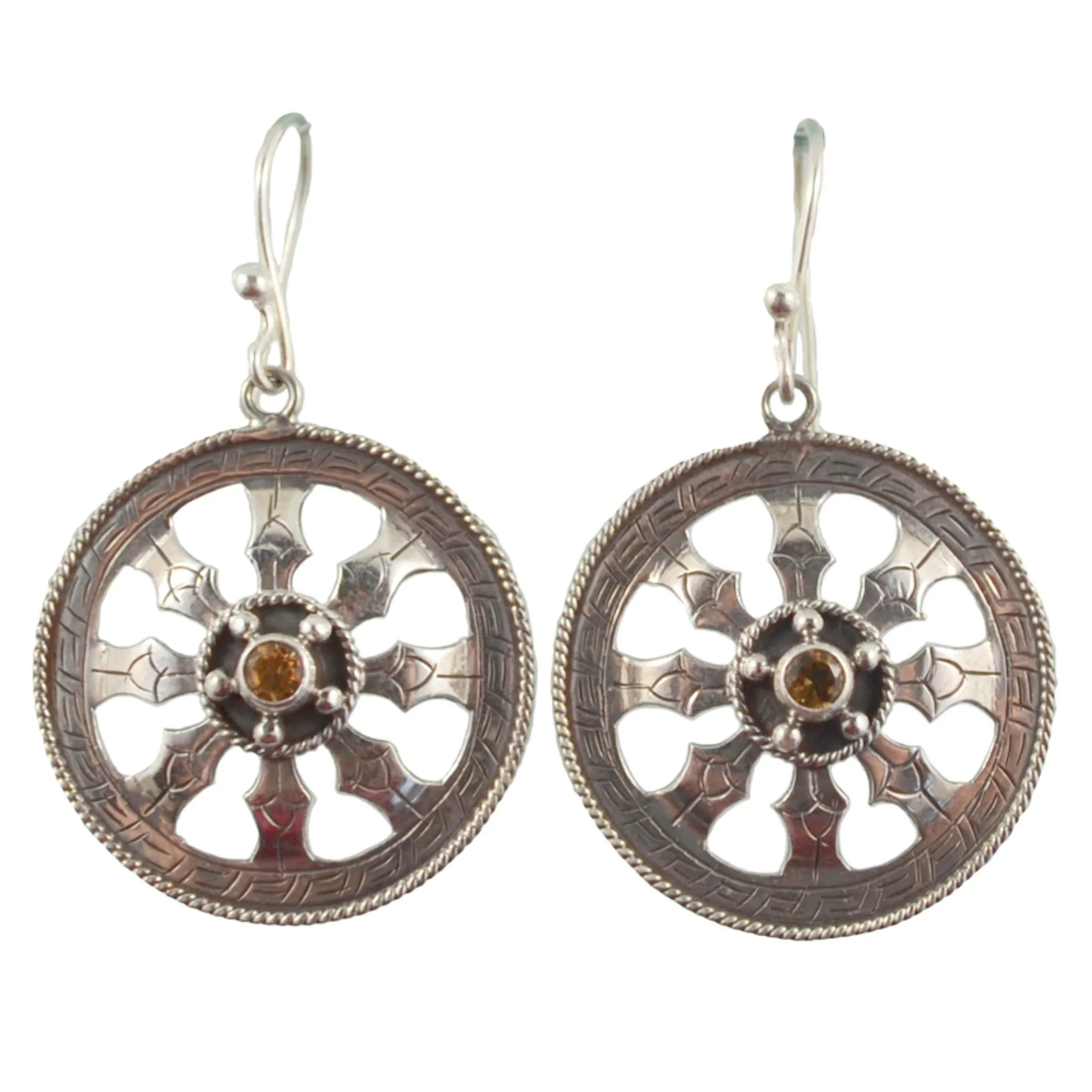 Eightfold Path Silver Earrings