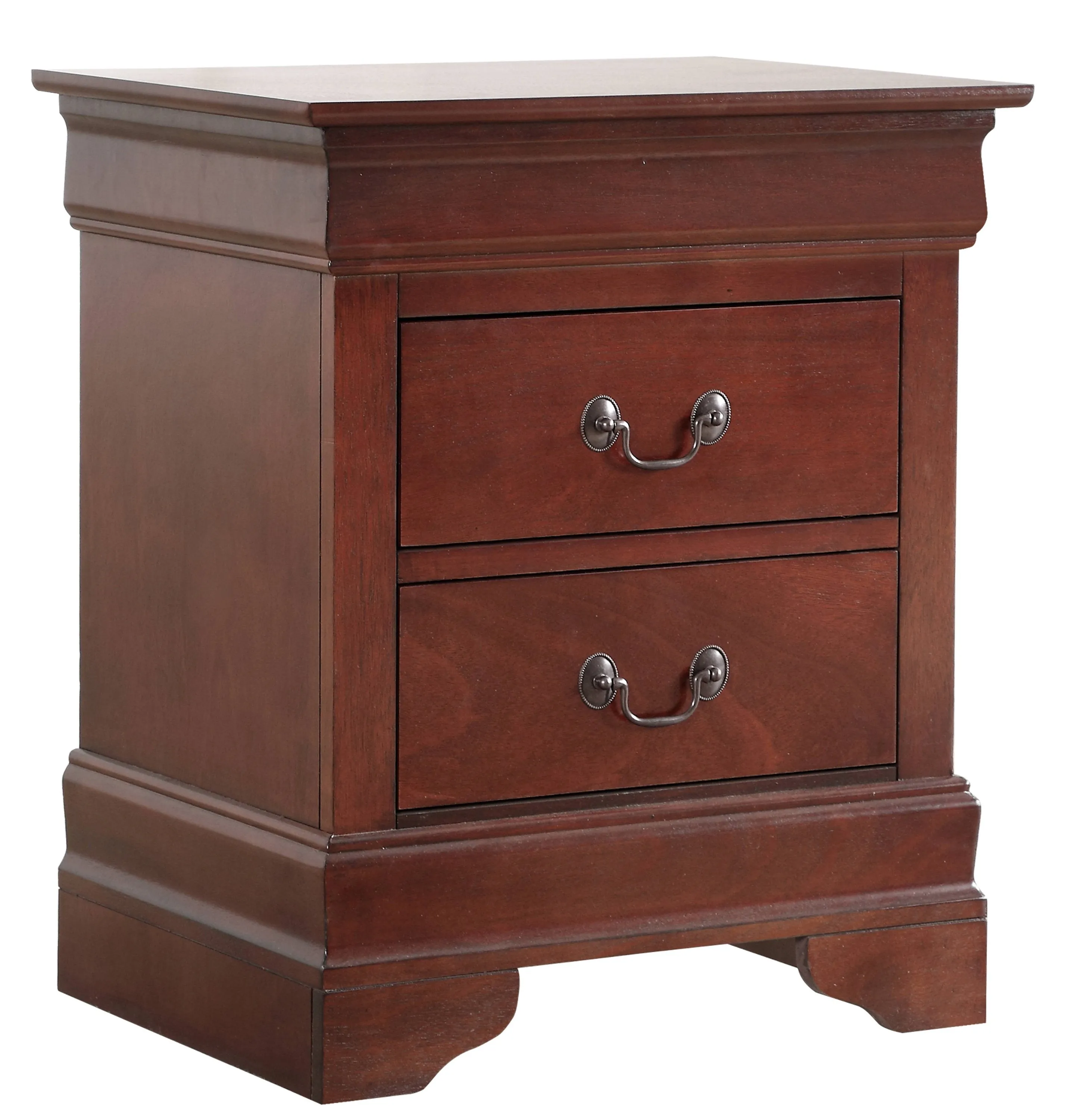 Ghungur Cherry Twin Bookcase 4pc Bedroom Set With Two Drawer Nightstand