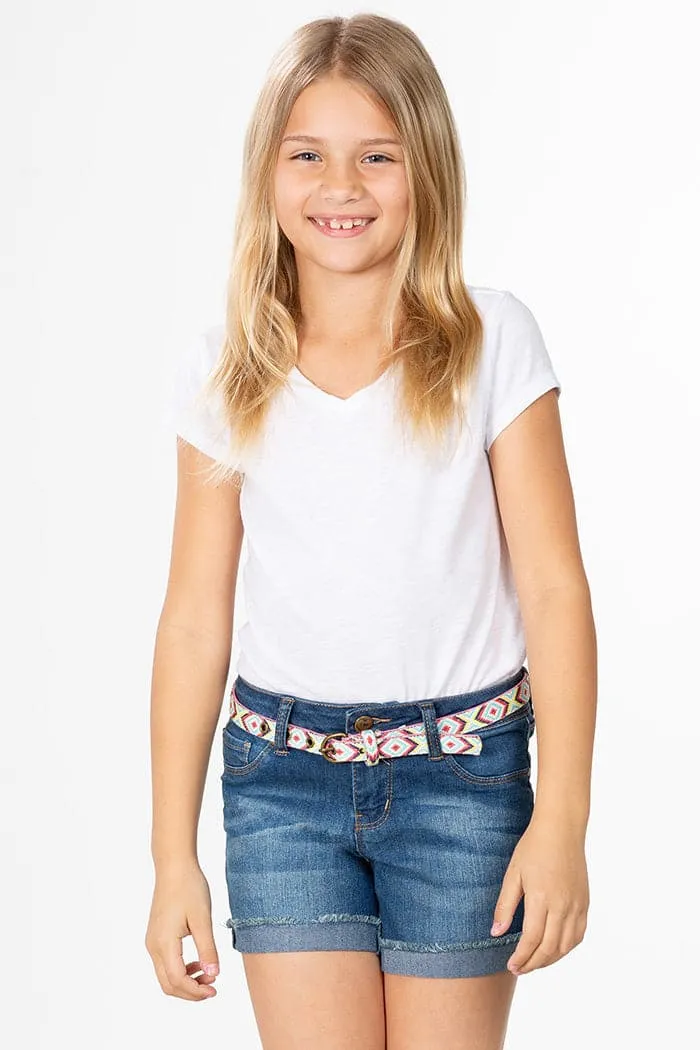 Girls Essential Fray Cuffed Shorts with Belt