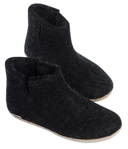 Glerups - Slipper Boot Leather Sole Charcoal