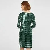 Green V-Neck Daisy Print Dress