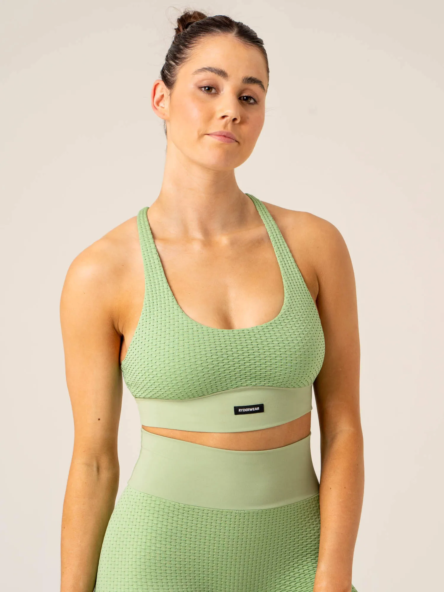 Honeycomb Seamless Sports Bra - Sage