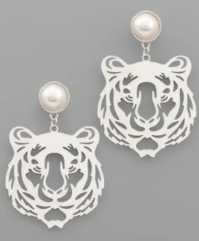 Just Roar Earrings - Rhodium/Pearl