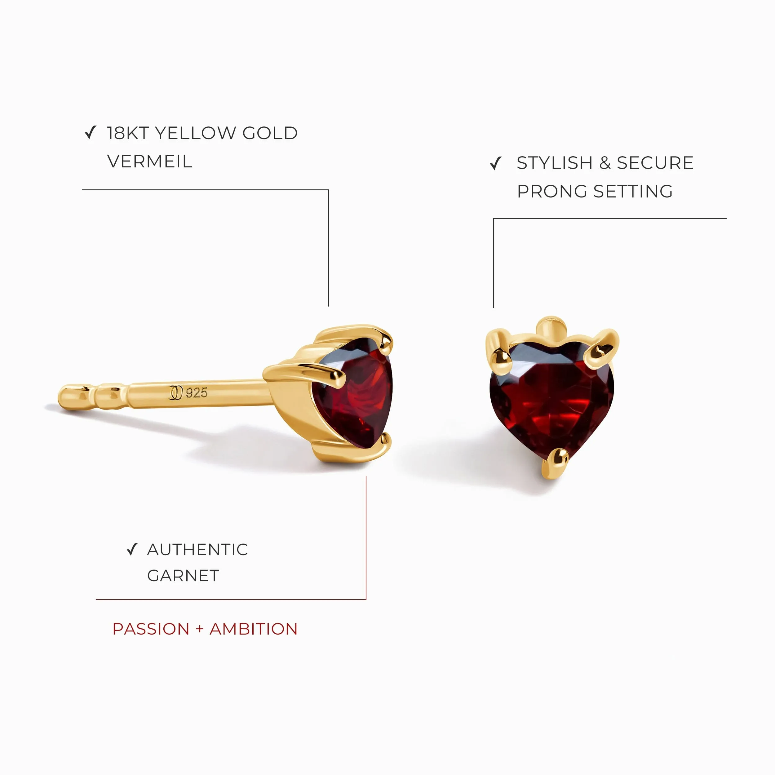 Kids Garnet Earrings - Love