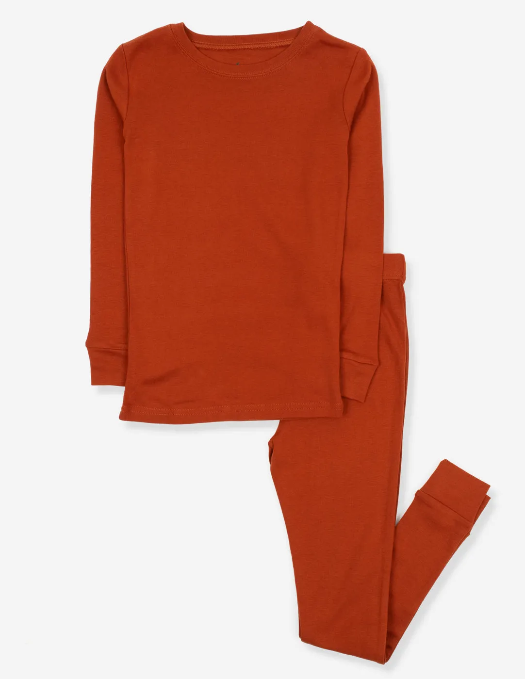 Kids Two Piece Solid Rust Orange Pajamas