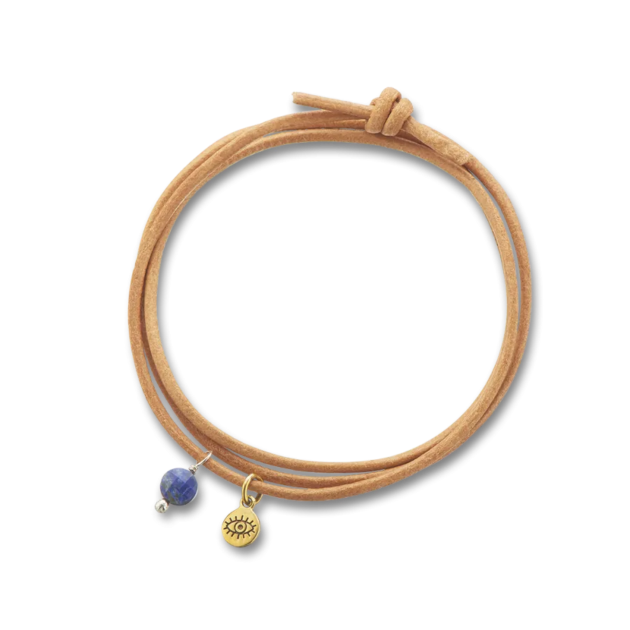 Lapis Lazuli Protection Leather Wrap