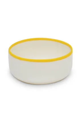 LIGNE Small Bowl in White With Sunshine Yellow Rim