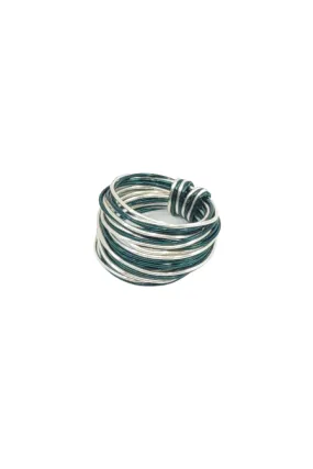 Marcia Wire Wrap Ring in Green and Silver