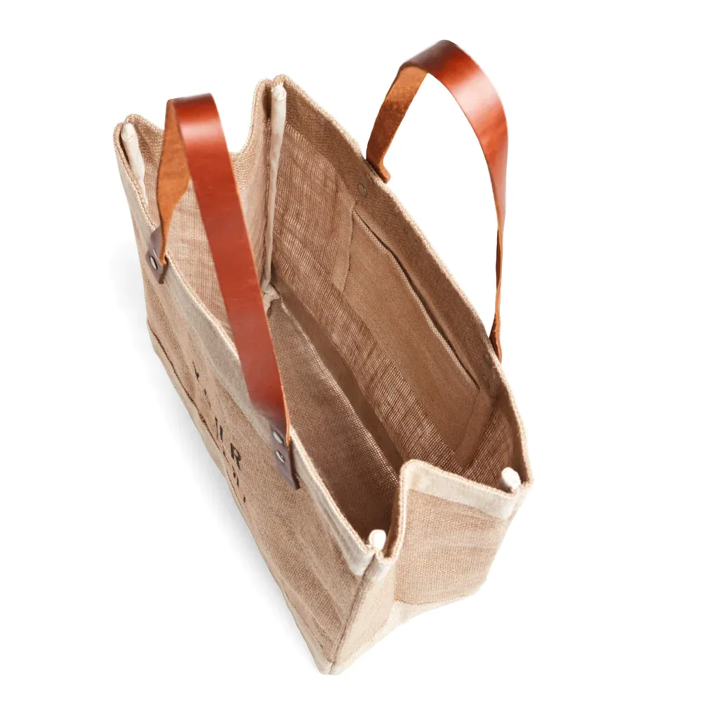 Market Tote in Natural with Rose Bow by Amy Logsdon